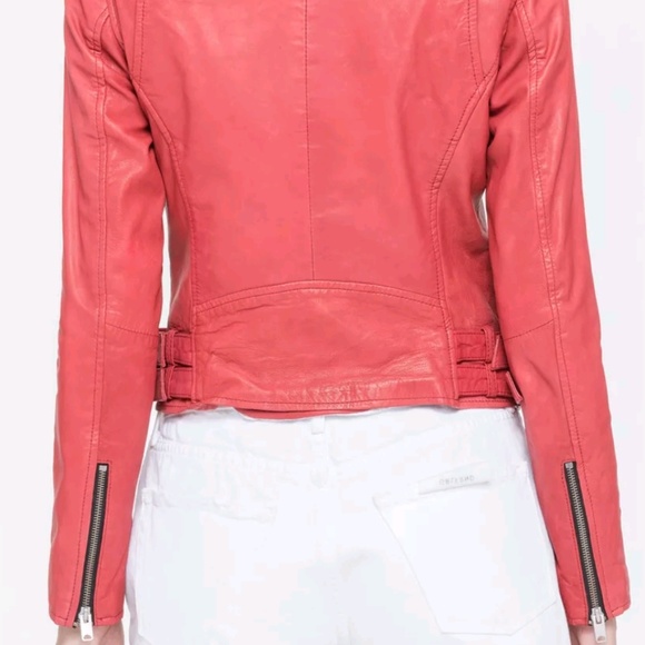 Andrew Marc Whitney Leather Moto Jacket Luxe Washed Lamb Dusty Red Size Sm NWT - Picture 6 of 7